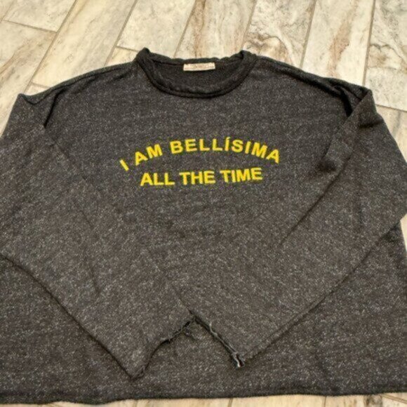 Zara Trafaluc women's small gray "I am Bellisima All The Time" sweatshirt - Picture 4 of 5